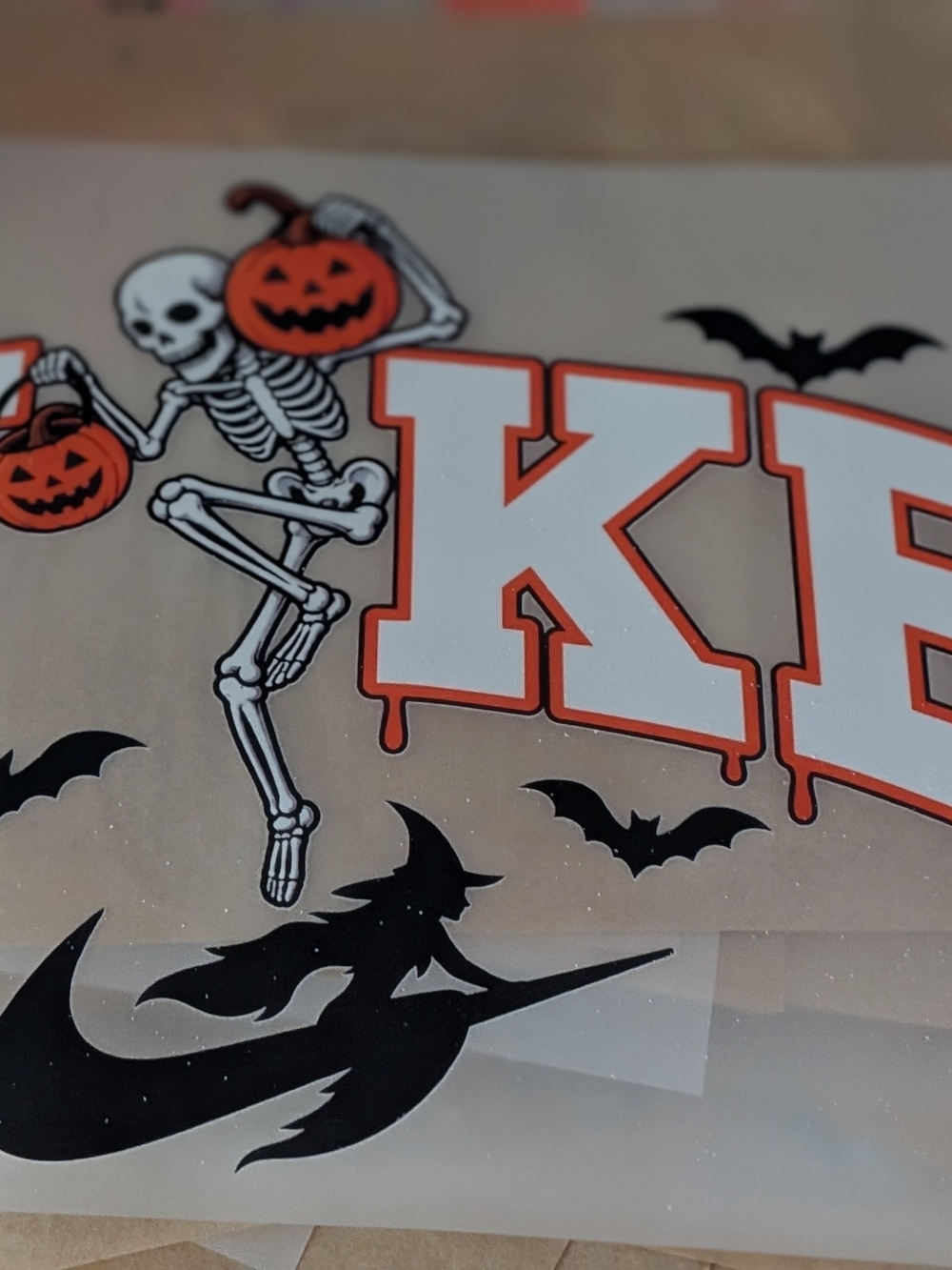 Halloween Skeleton Dtf Transfer Accessory - Orange & White Pumpkin Design